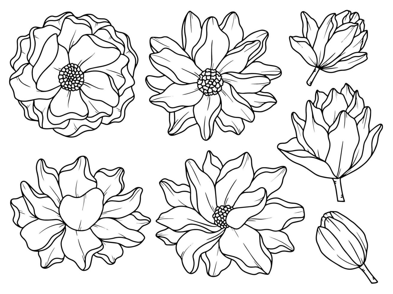 arrangement de dessin au trait de fleurs vecteur