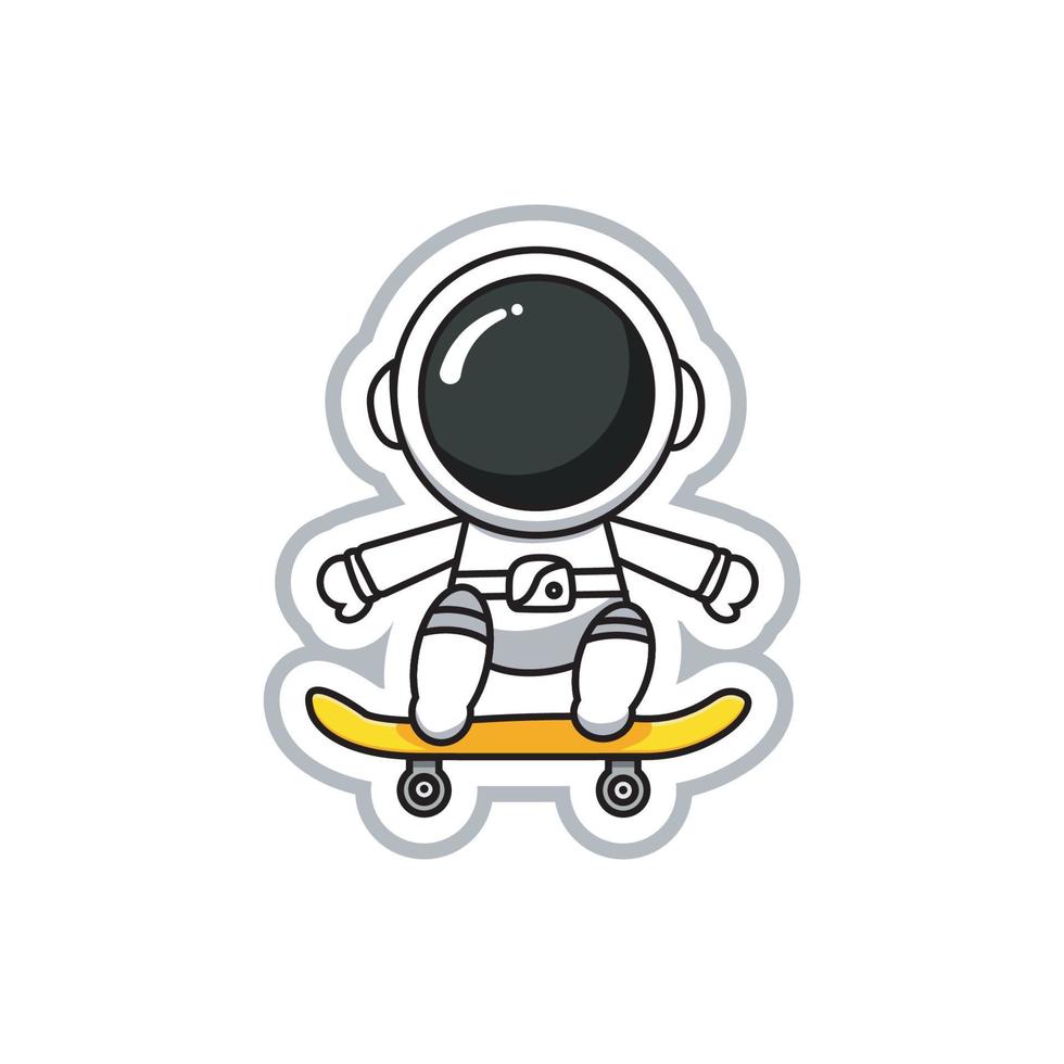 personnage d'astronaute d'illustration vectorielle portant un skate, design de style cartoon coloré vecteur