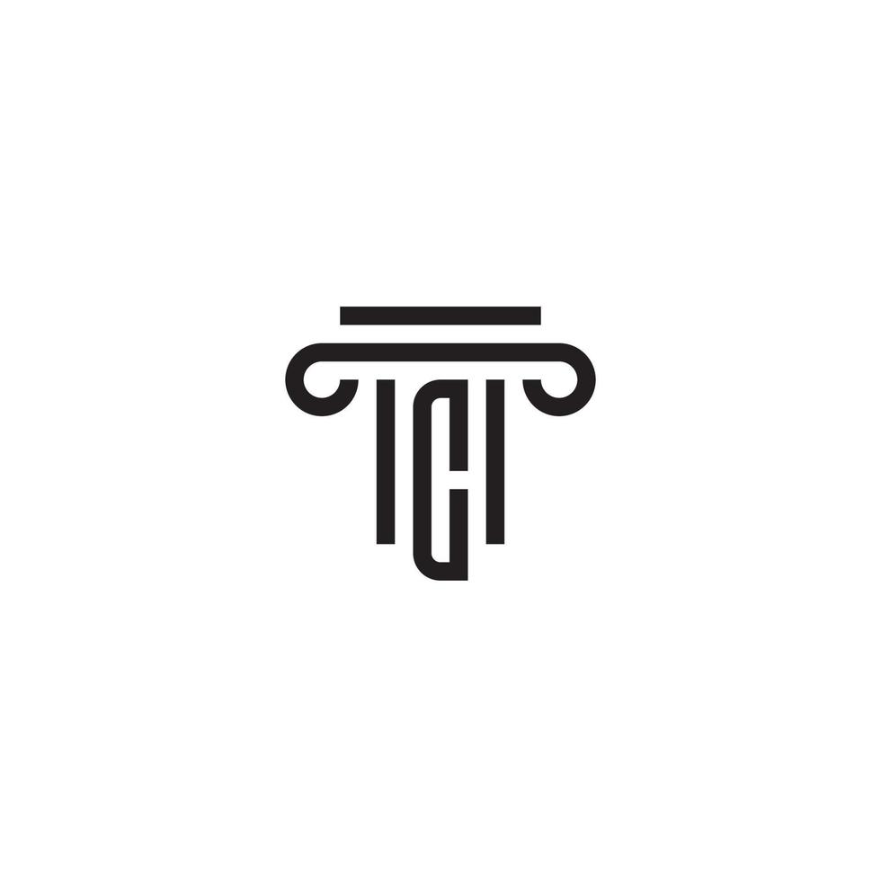 colonne et lettre c logo ou conception d'icône vecteur