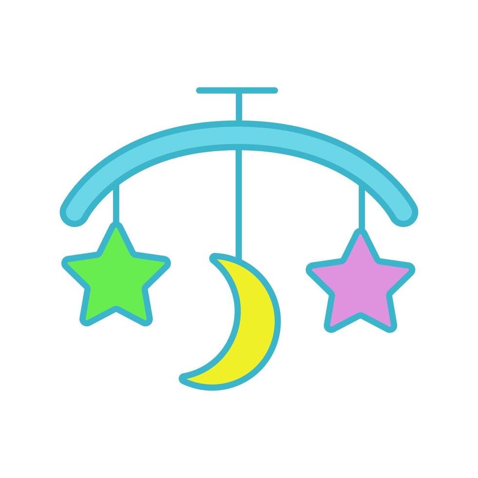 icône de couleur de carrousel de lit de bébé. hochet suspendu. illustration vectorielle isolée vecteur