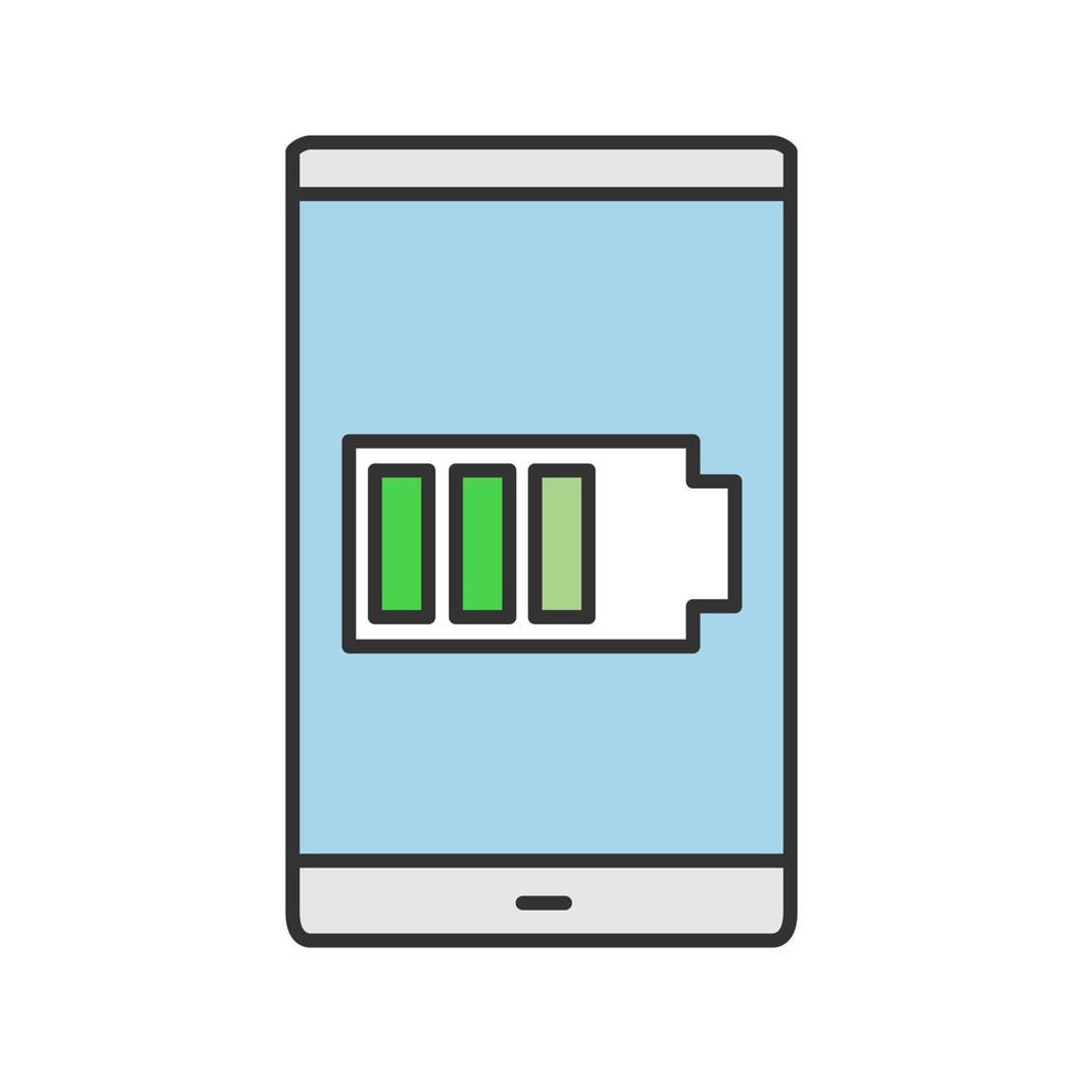 icône de couleur de batterie de smartphone. Batterie en charge. illustration vectorielle isolée vecteur