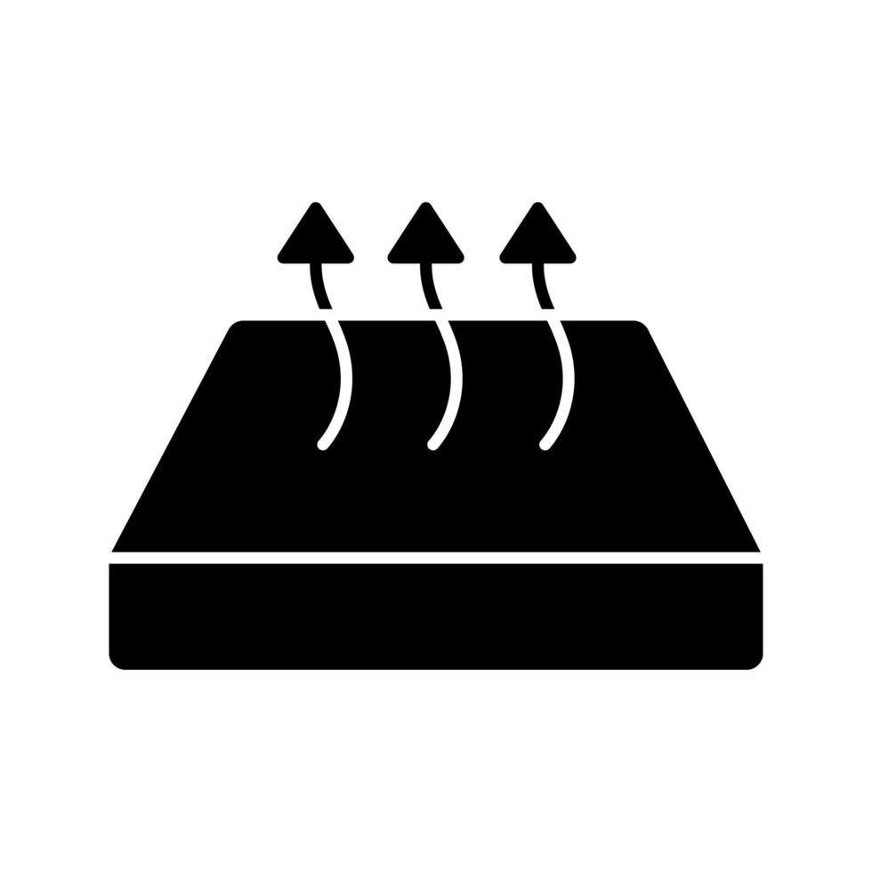 icône de glyphe de matelas respirant. matelas pour berceau avec revêtement en tissu respirant. symbole de silhouette. espace négatif. illustration vectorielle isolée vecteur