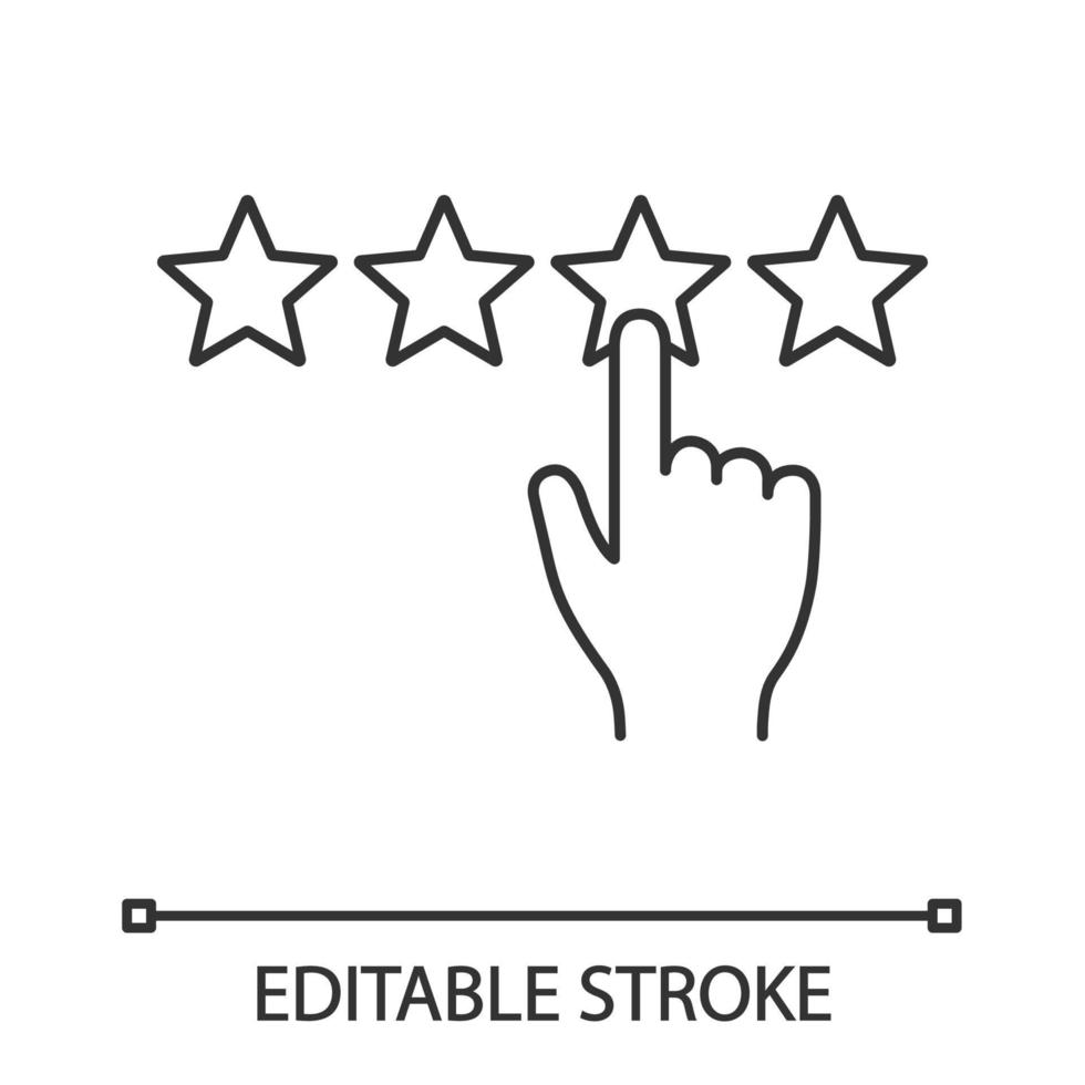 commentaires des clients et icône linéaire de notation. classement. illustration de la ligne mince. avis client. clic sur l'échelle de notation. symbole de contour. symbole de contour. dessin de contour isolé de vecteur. trait modifiable vecteur