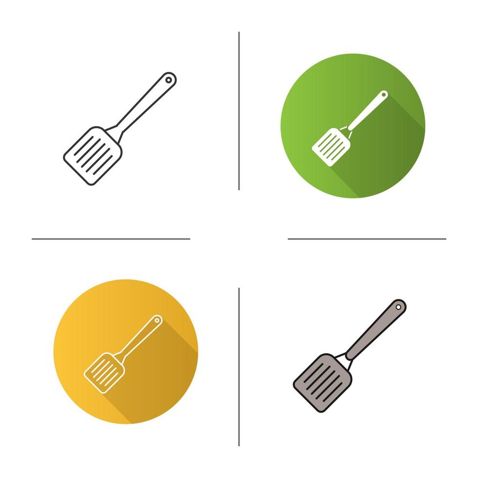 icône de spatule de cuisine. design plat, styles linéaires et de couleur. illustrations vectorielles isolées vecteur