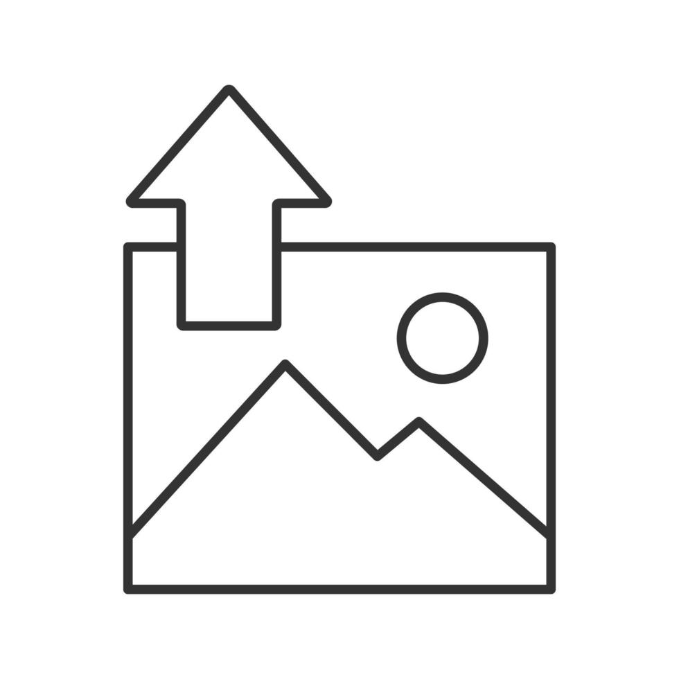 icône linéaire de téléchargement d'image numérique. illustration de la ligne mince. image avec flèche vers le haut. dessin de contour isolé de vecteur