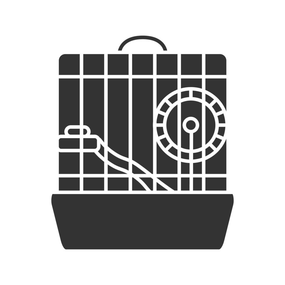 icône de glyphe de cage de hamster. roue de rongeur. symbole de silhouette. espace négatif. illustration vectorielle isolée vecteur