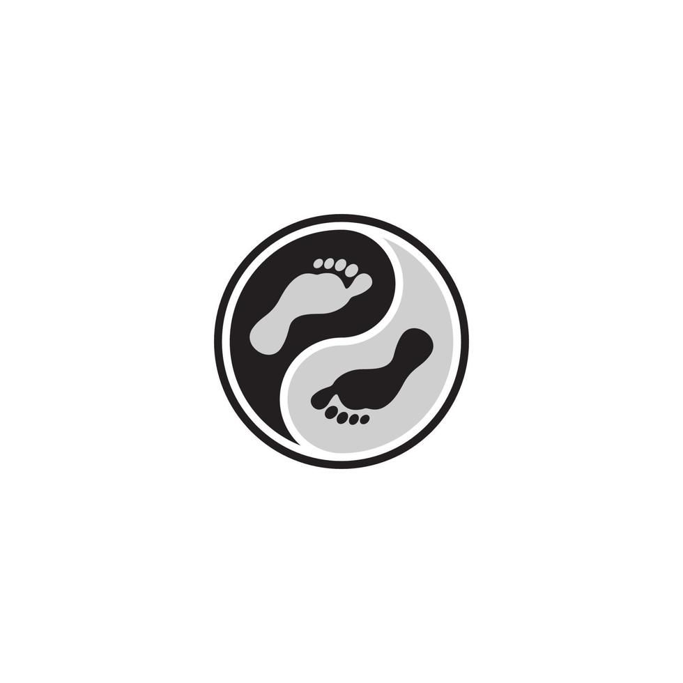 conception de logo ou d'icône de yin yang et de pied vecteur