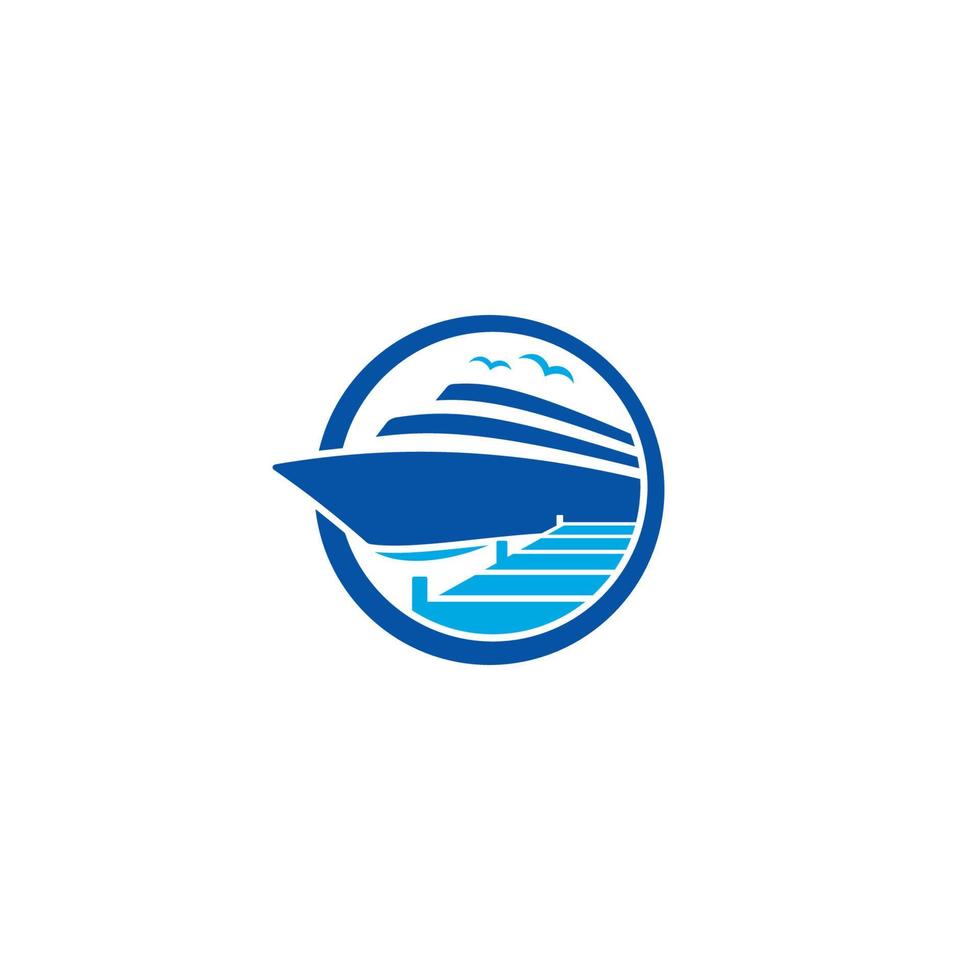 conception de logo ou d'icône de yacht et de quai vecteur