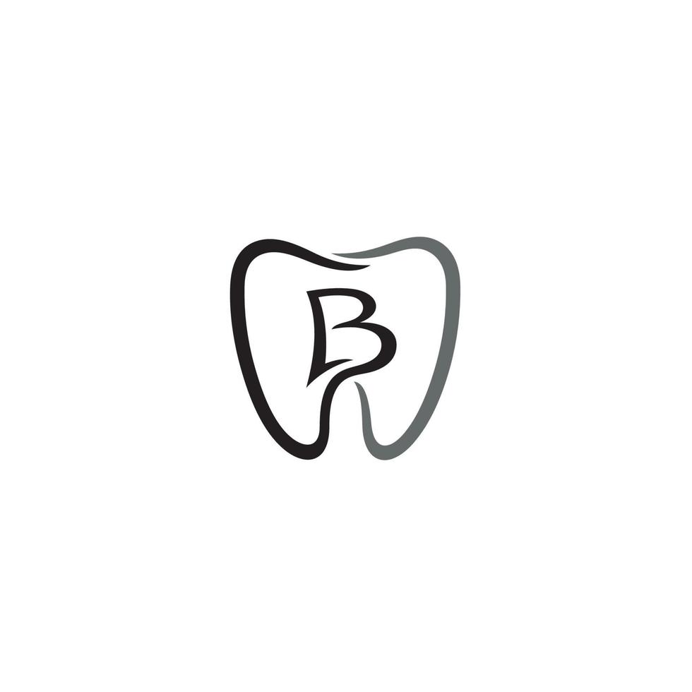 lettre b et conception de logo ou d'icône de dent vecteur