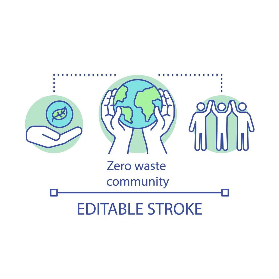 gestion des déchets, éco, icône de concept de mode de vie convivial. choix et communauté zéro déchet, illustration de la ligne mince de l'idée de protection de l'environnement. dessin de contour isolé de vecteur. trait modifiable vecteur
