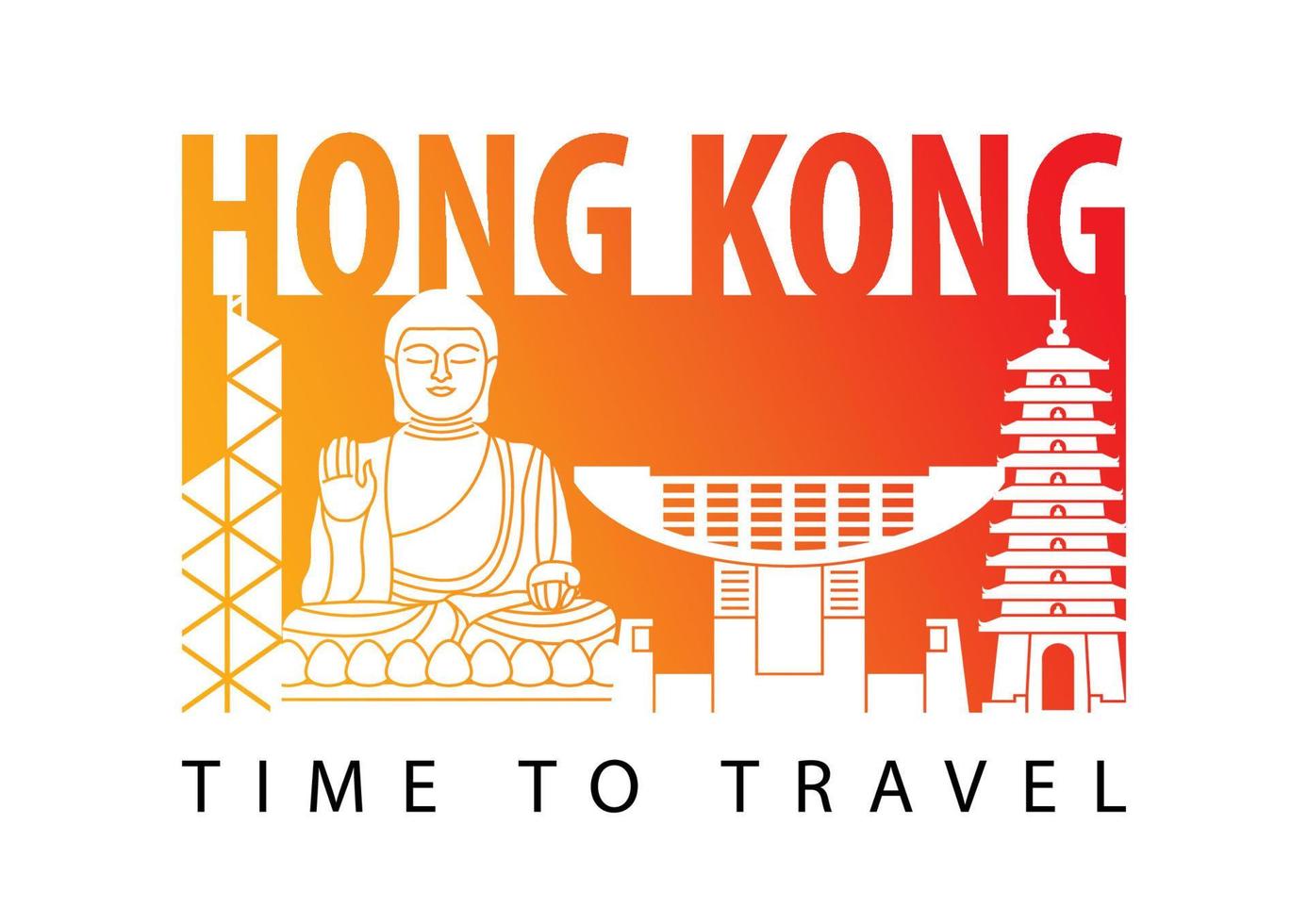 style de silhouette célèbre de hong kong, design coloré au néon dégradé vecteur