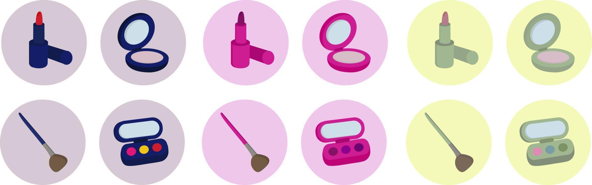 jeu d'icônes de ligne liés au maquillage et aux cosmétiques. icônes de beauté. vecteur
