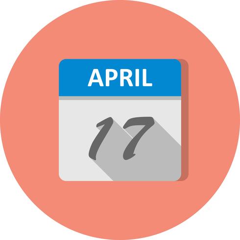 17 avril Date sur un calendrier d&#39;une journée vecteur