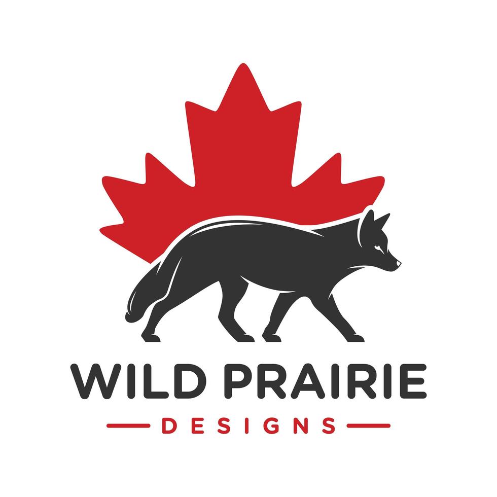 conception de logo animal renard et symbole du canada vecteur