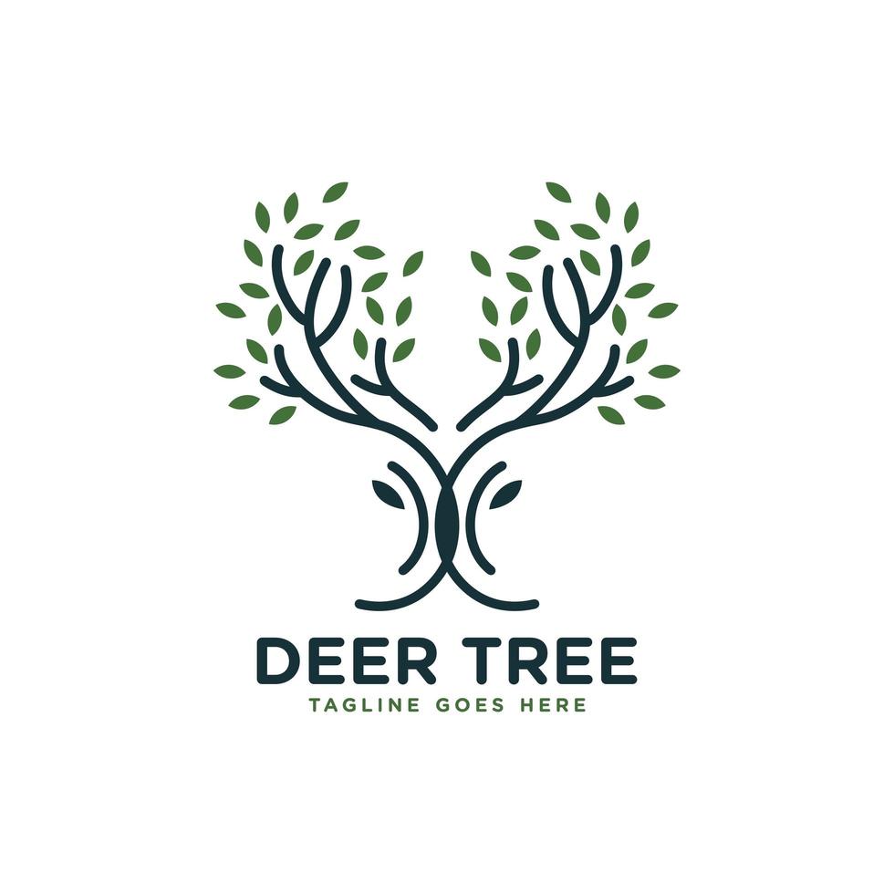 logo de forêt de bois de cerf vecteur
