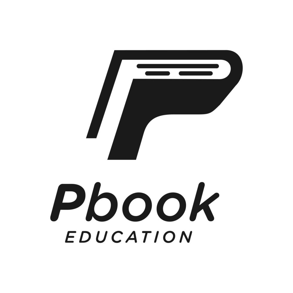 logo initial p et livre vecteur