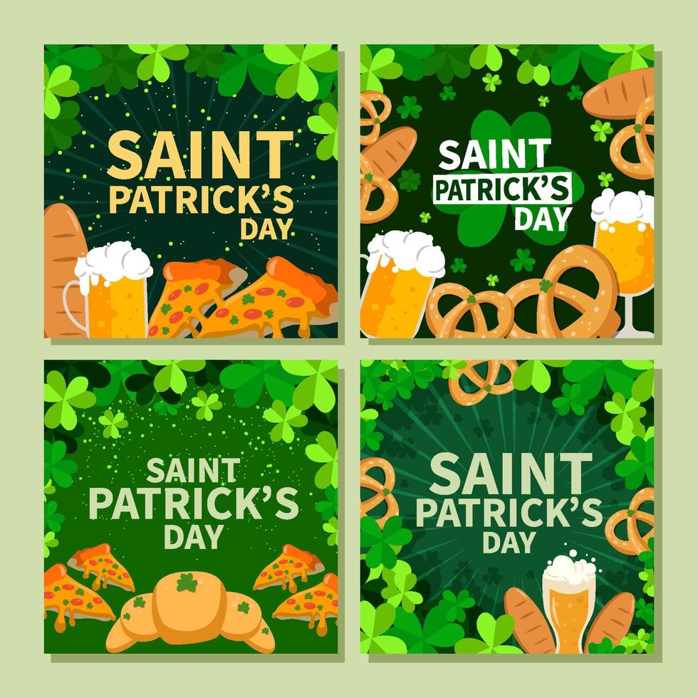 publications sur les réseaux sociaux pour la nourriture de la Saint-Patrick vecteur