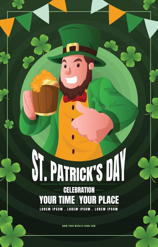 conception d'affiche de lutin de la saint patrick vecteur