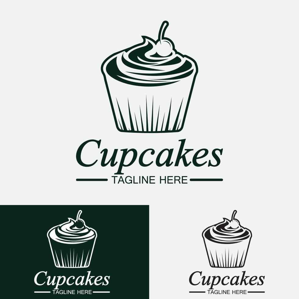 modèle de vecteur de conception de logo de petit gâteau. icône de boulangerie de petits gâteaux.