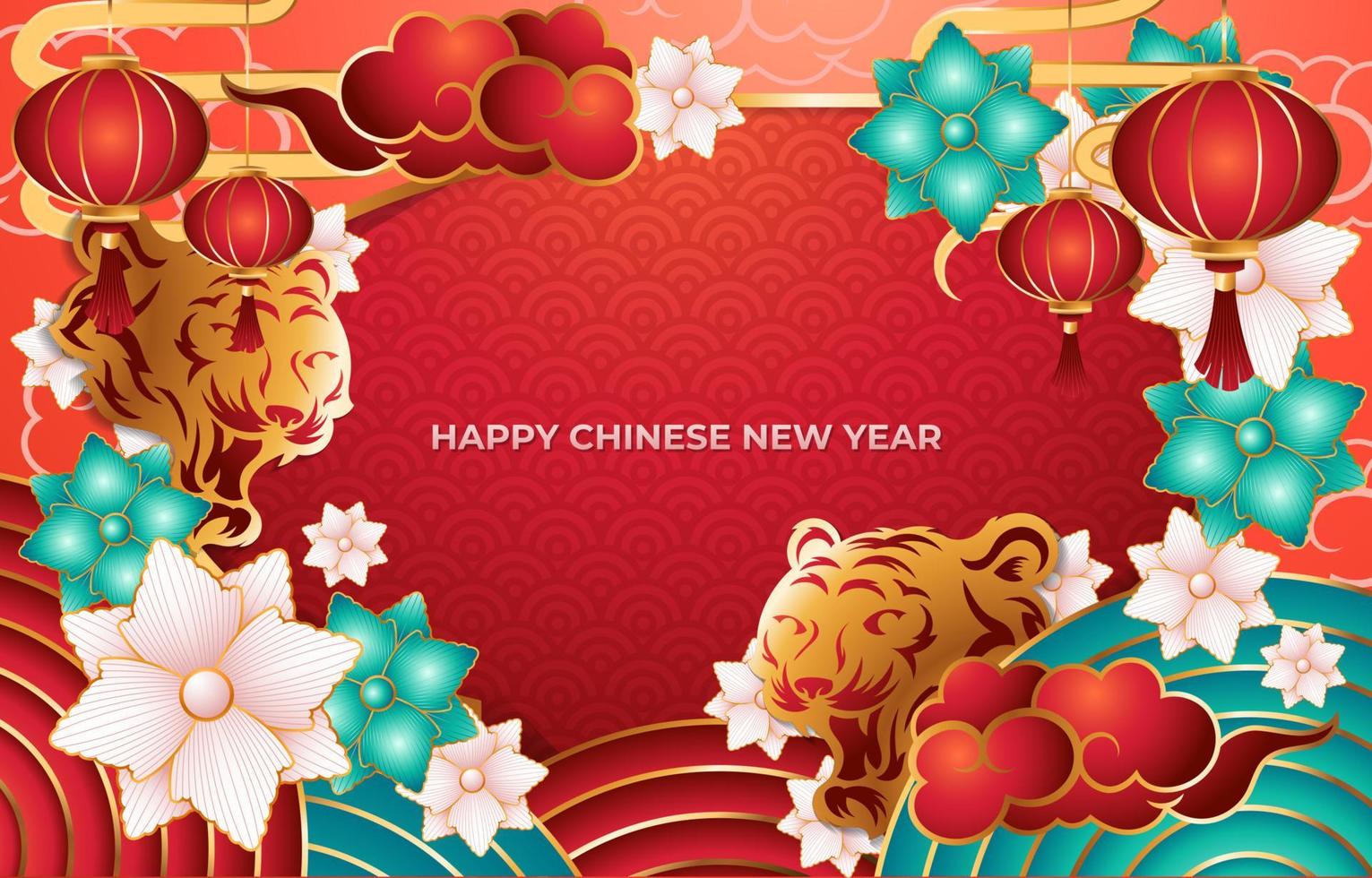 joyeux nouvel an chinois avec l'année du tigre vecteur