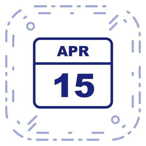 15 avril Date sur un calendrier d&#39;un jour vecteur