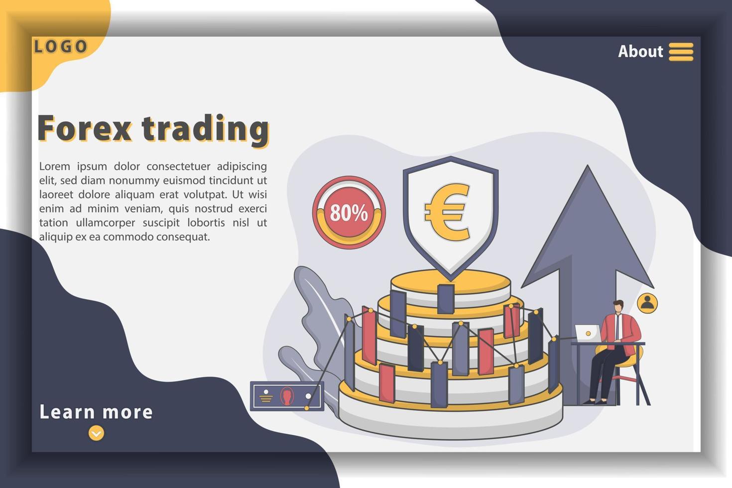 illustration vectorielle design plat concept de page de destination pour le trading forex vecteur