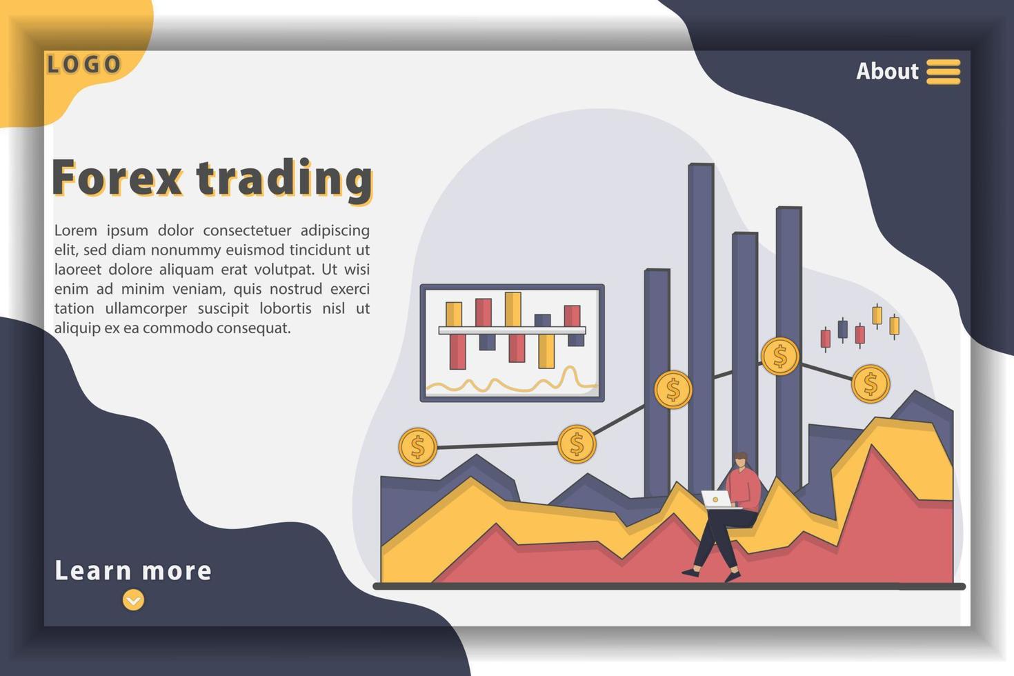 illustration vectorielle design plat concept de page de destination pour le trading forex vecteur