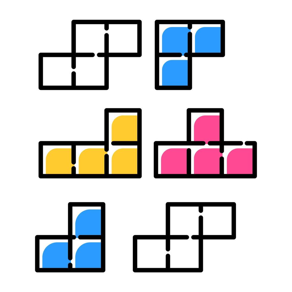 icône de couleur de puzzle de carrelage. jeu d'association de tuiles. disposition des blocs. exercice mental. ingéniosité, test d'intelligence. casse-tête. résolution de problème. recherche de solution. illustration vectorielle isolée vecteur