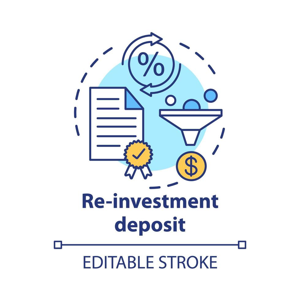 icône de concept d'épargne. illustration de ligne mince idée de dépôt de réinvestissement. création d'un compte d'investissement. plein bénéfice, retrait de pourcentage d'intérêt. dessin de contour isolé de vecteur. trait modifiable vecteur