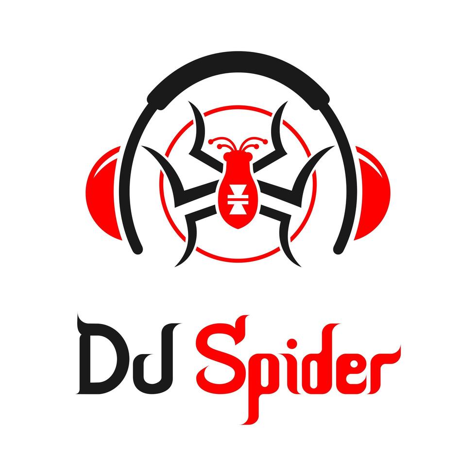 création de logo de musique dj araignée vecteur