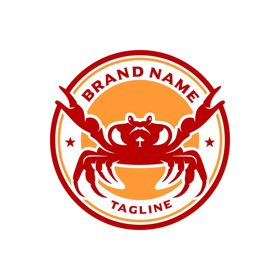 création de logo de timbre de cercle de crabe de mer vecteur