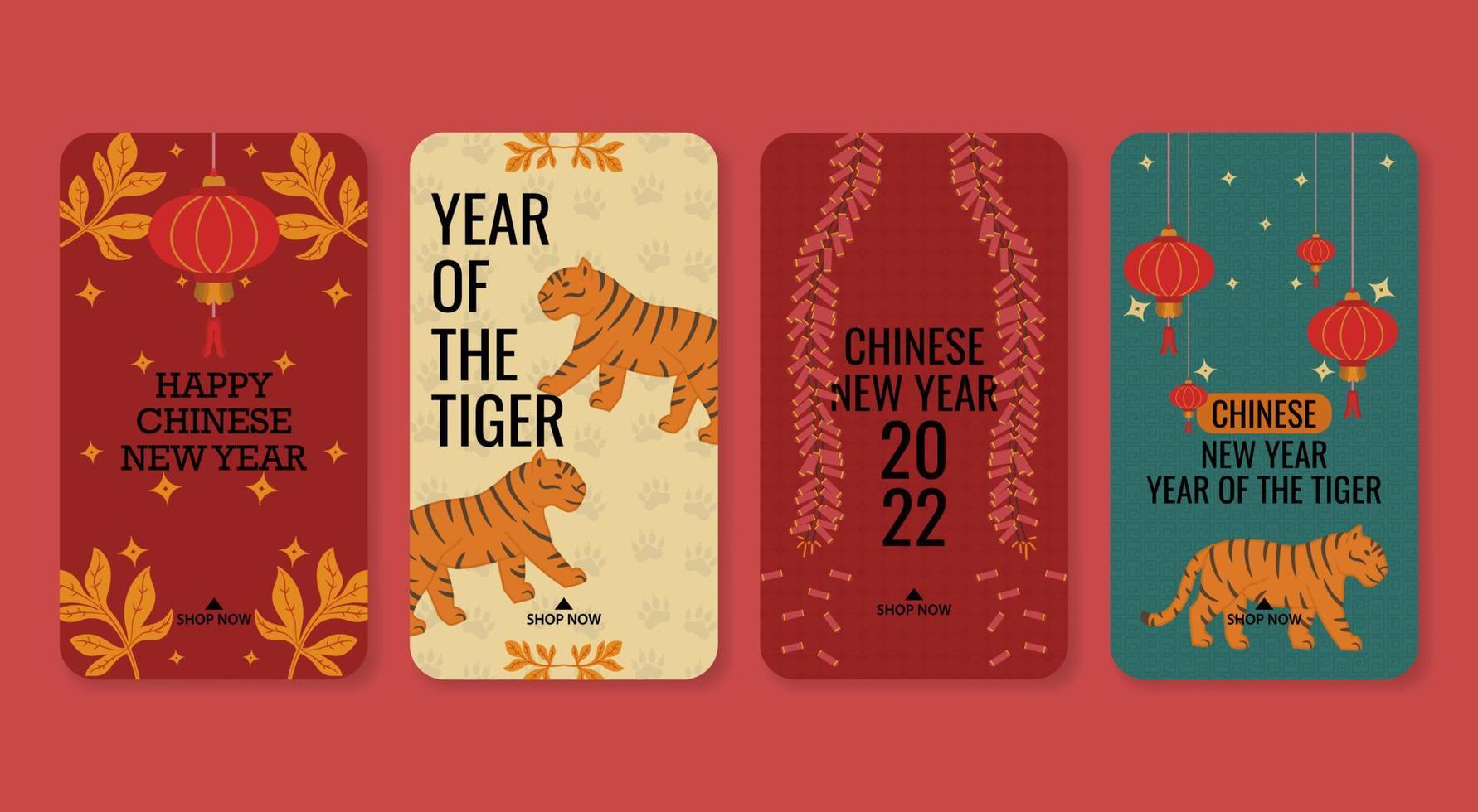 design plat nouvel an chinois pour la collection d'histoires de médias sociaux vecteur