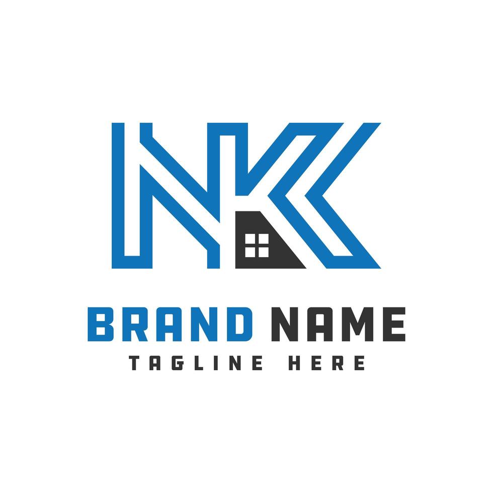 lettre de conception de logo monogramme nk vecteur