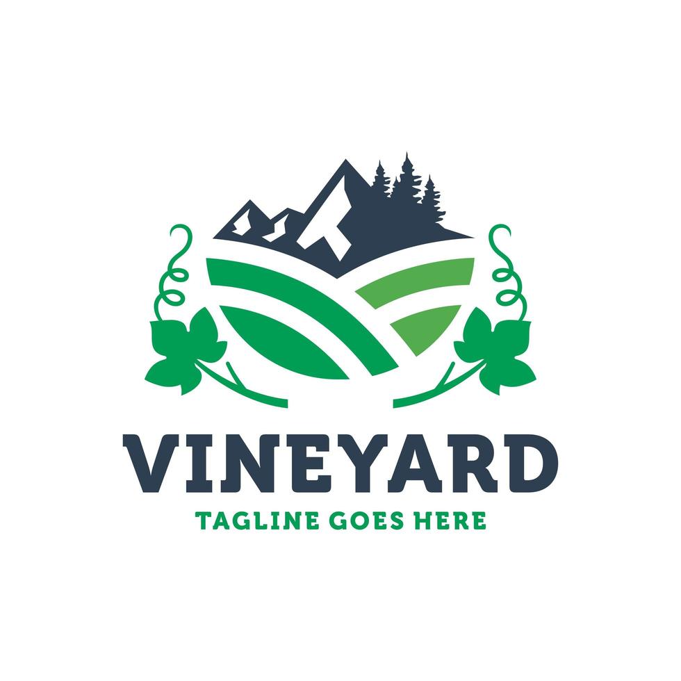 création de logo de plantation de vin rouge vecteur