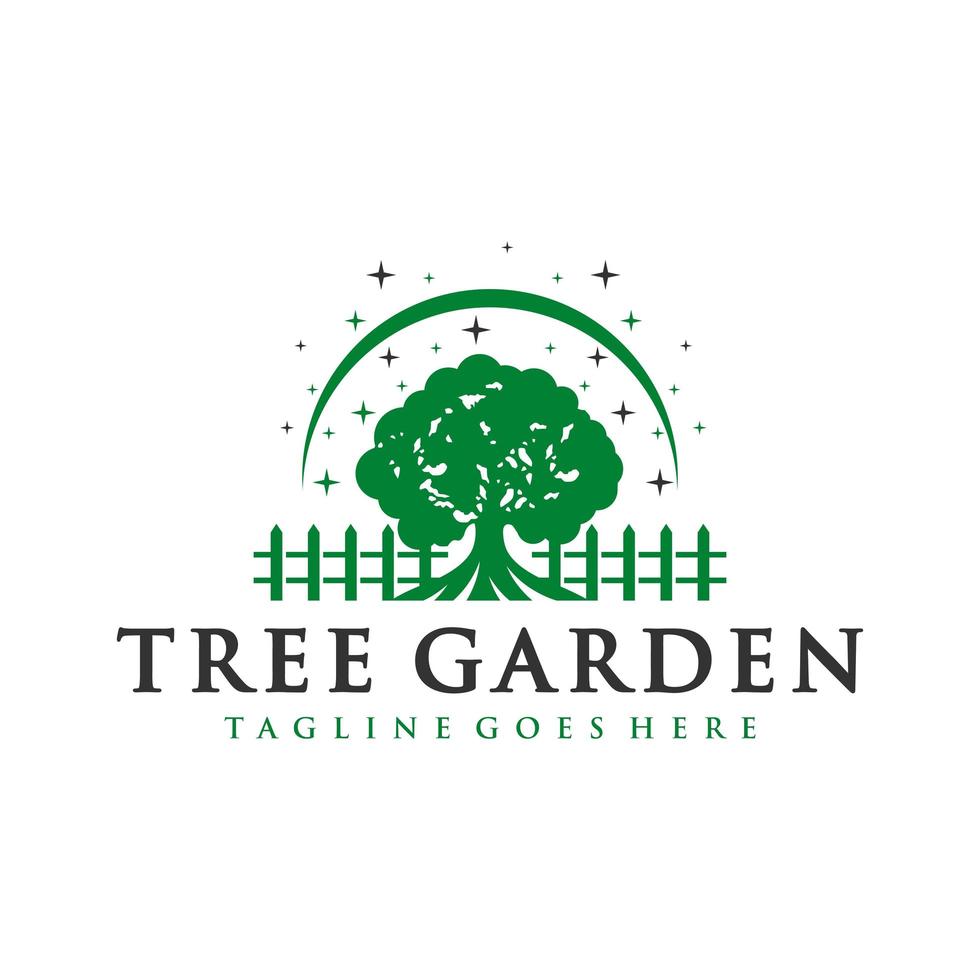 logo de jardin de plante d'arbre vecteur
