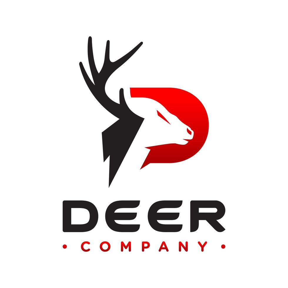 création de logo de cerf avec la lettre p vecteur