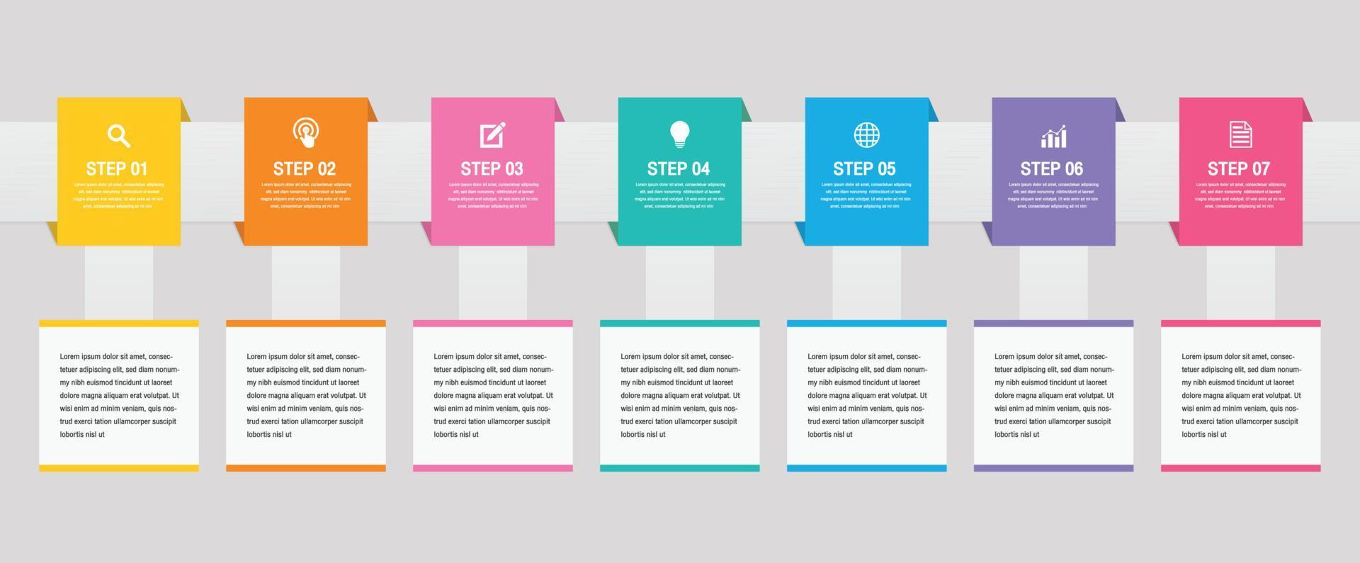 conception de fine ligne d'infographie vectorielle avec des icônes et 7 options ou étapes. infographie pour le concept d'entreprise. vecteur