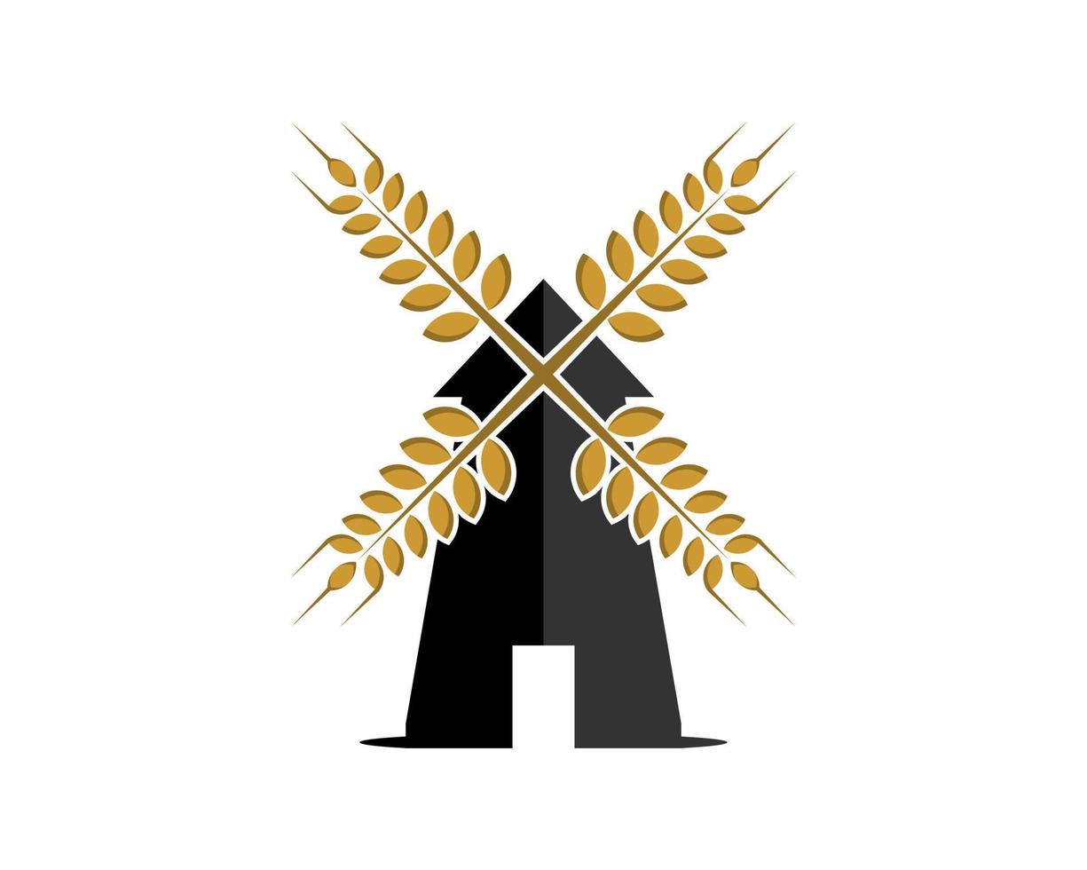 moulin à vent du logo de blé vecteur