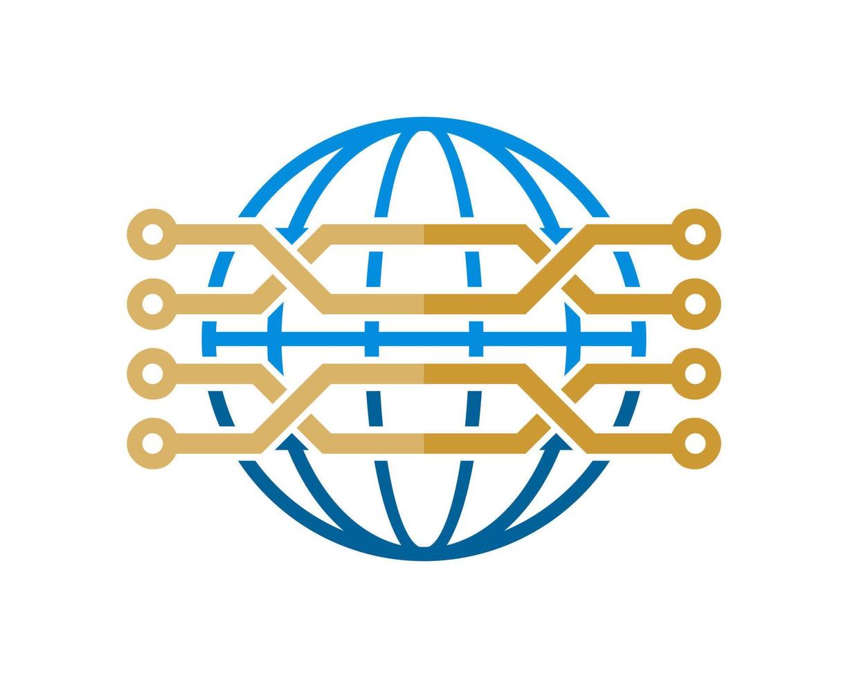 globe abstrait avec la technologie de circuit à l'intérieur vecteur