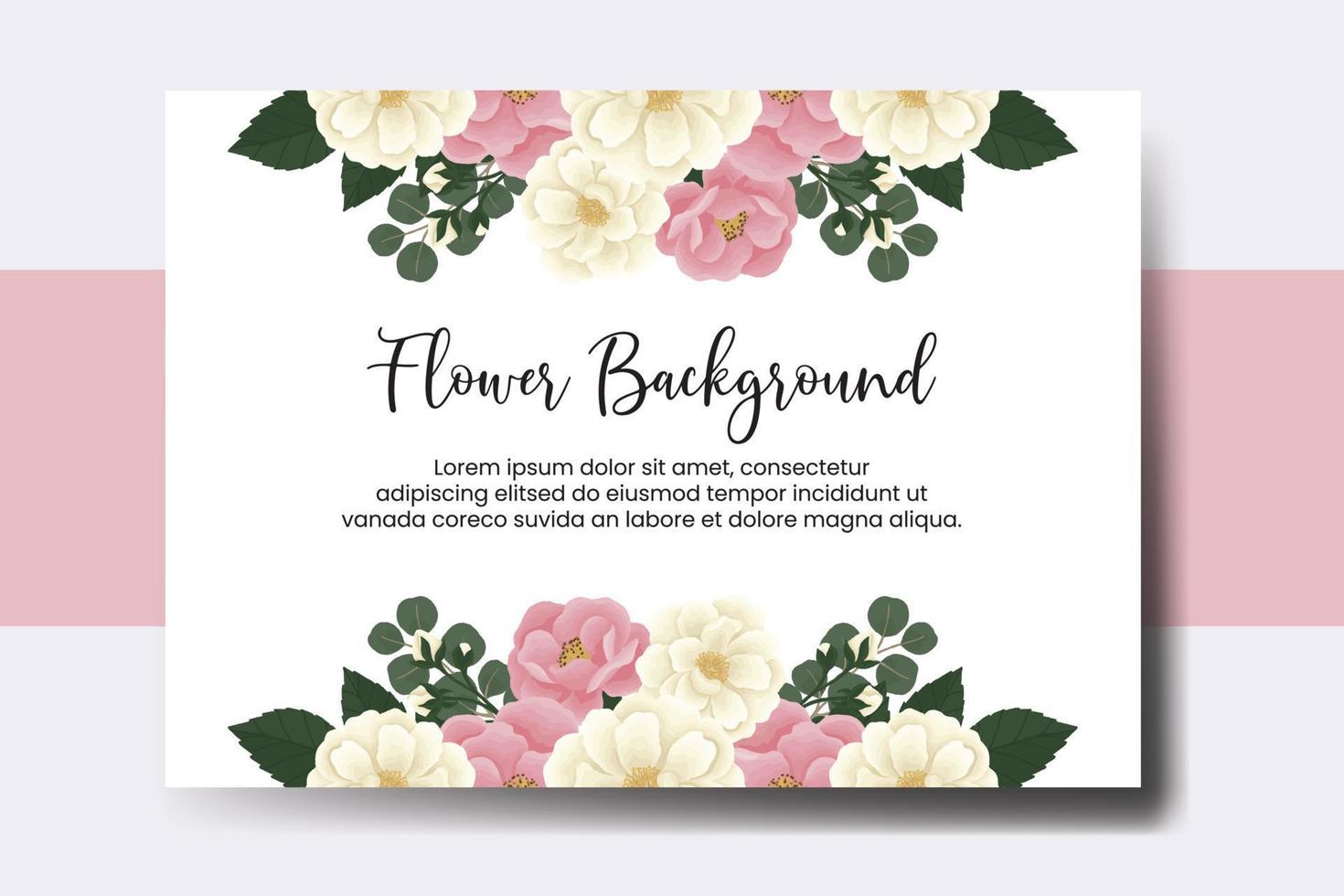 fond de fleur de bannière de mariage, modèle de conception de fleur rose mini rose dessiné à la main aquarelle numérique vecteur