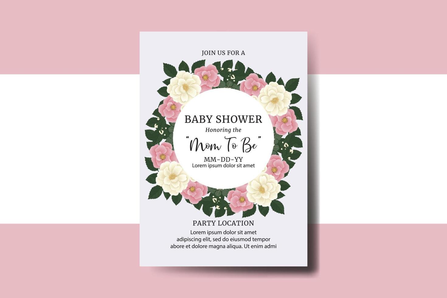 carte de voeux de douche de bébé rose mini modèle de conception de fleur rose vecteur