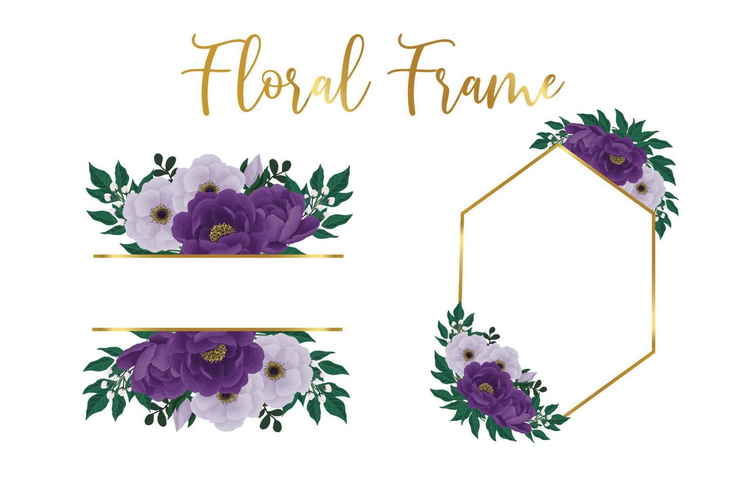 modèle de conception de fleur de pivoine violet cadre floral, aquarelle numérique dessiné à la main vecteur