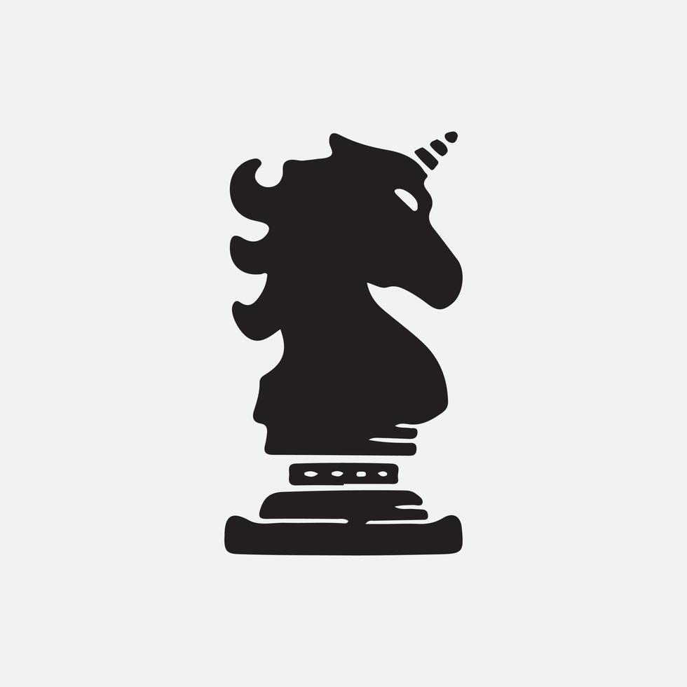 Création de logo de silhouette d'étalon de cheval pegasus d'échecs noir vecteur