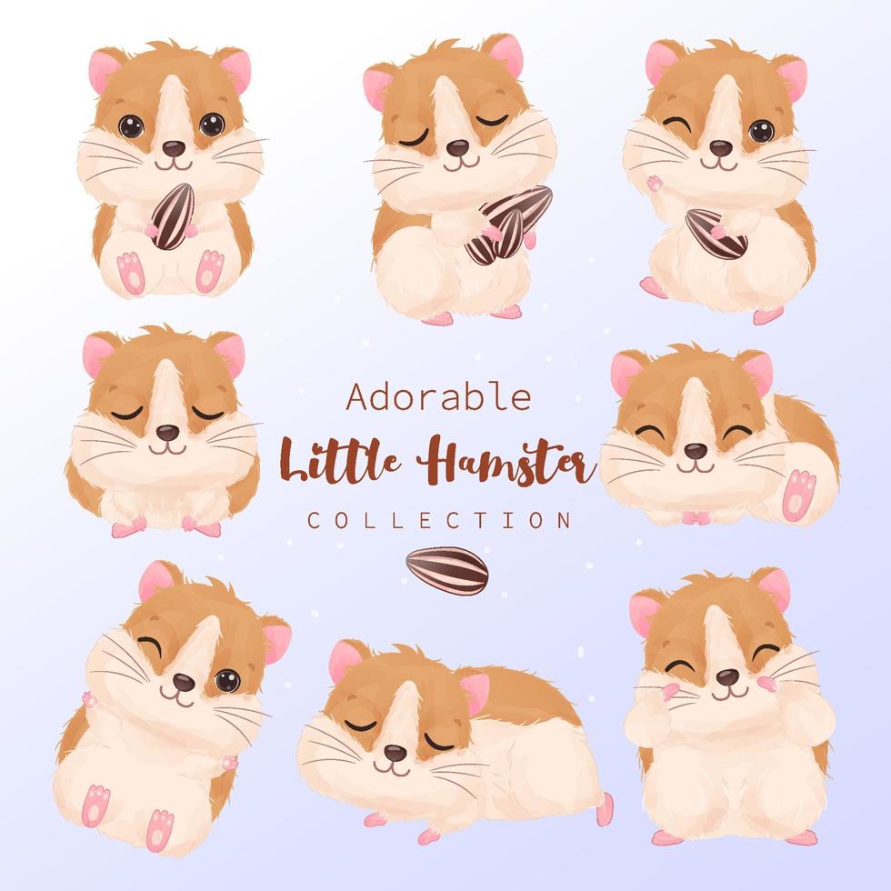 adorable petite collection de cliparts de hamster vecteur