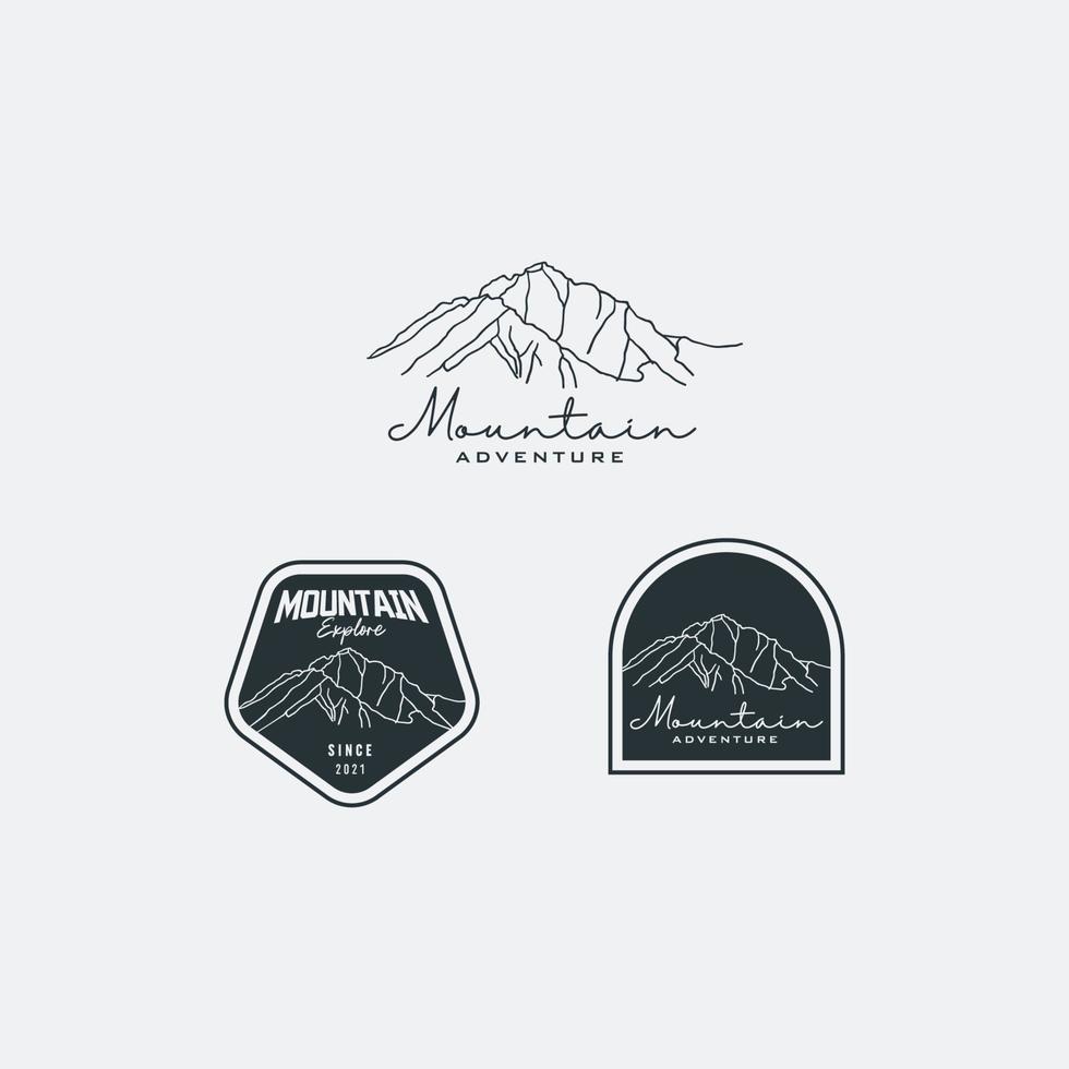 bundle set illustration de conception de vecteur de montagne logo. illustration vectorielle de logo montagne aventure avec des styles vintage, hipster et rétro isolé sur fond blanc