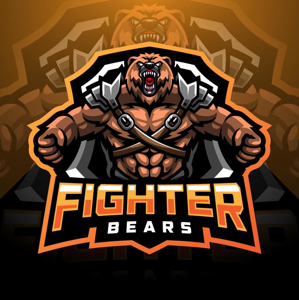 logo mascotte ours combattant esport vecteur