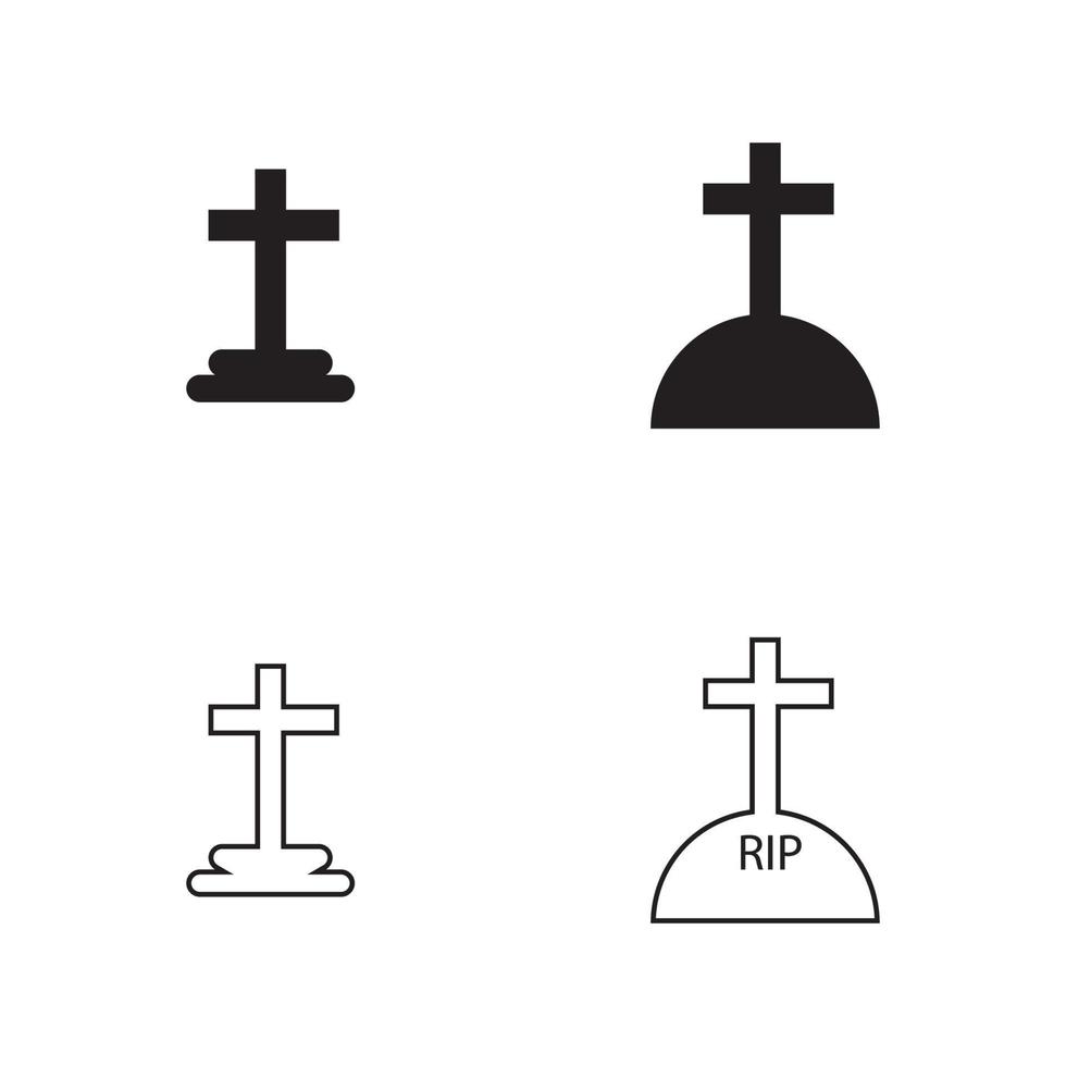 modèle de conception d'illustration vectorielle icône cimetière chrétien vecteur