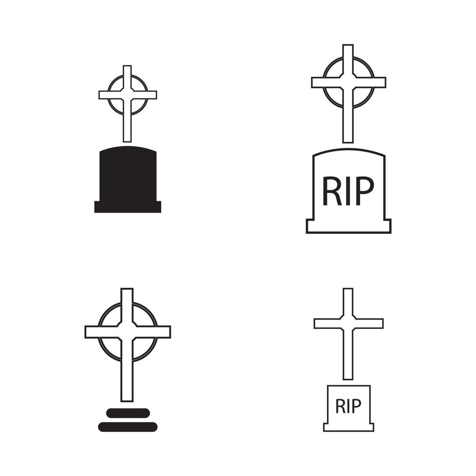 modèle de conception d'illustration vectorielle icône cimetière chrétien vecteur