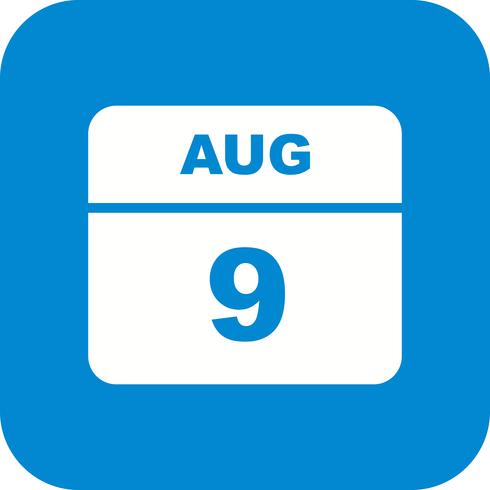 Calendrier du 9 août sur un seul jour vecteur