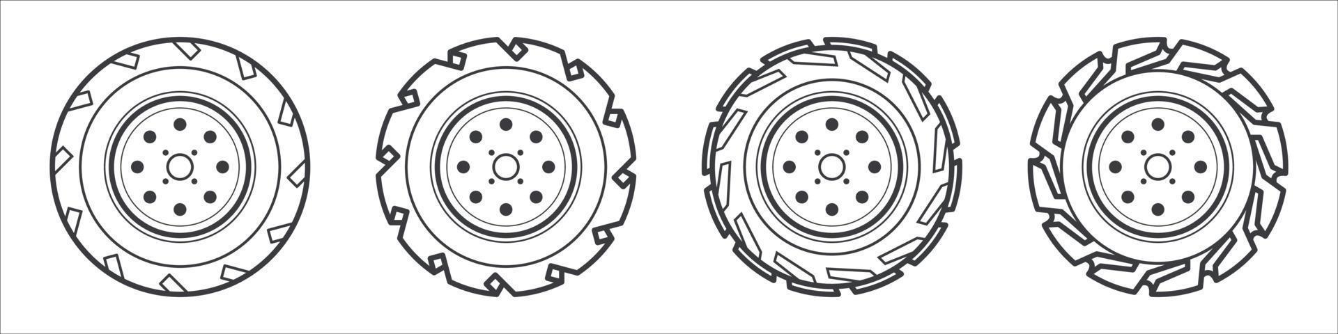 jeu d'icônes de roues de voiture vecteur